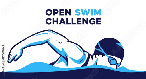 Open Swim Challenge: A Vibrant Illustration of A Swimmer Engaging in Competitive Activity