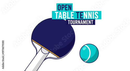 Open Table Tennis Tournament: Sporting Event Illustration with Racket and Ball Design