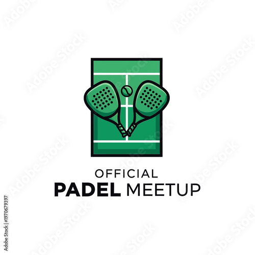 Official Padel Meetup: Dynamic Vector Illustration of Sport Equipment and Court Design