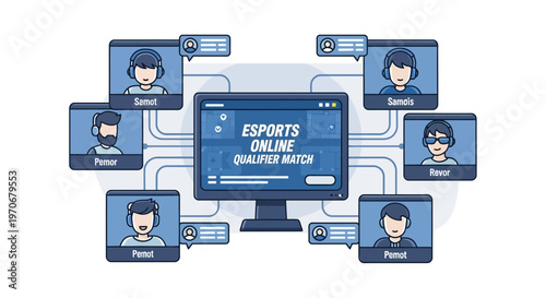 Online Esports Competition Depicted With Players Interacting In A Virtual Tournament Setting