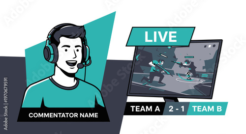 Online Gaming Commentary Live Stream Featuring Gameplay and a Presenter Ready to Announce
