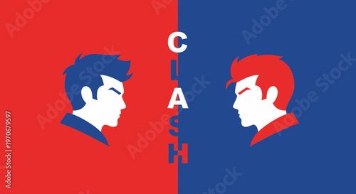 Opposing Forces Stark Contrast Graphic Represents Conflict Confrontation