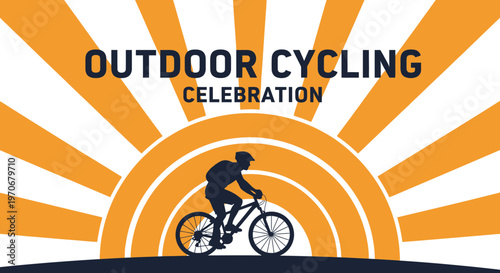 Outdoor Cycling Celebration: Cyclist Silhouette Against a Rising Sun, Adventure and Fun
