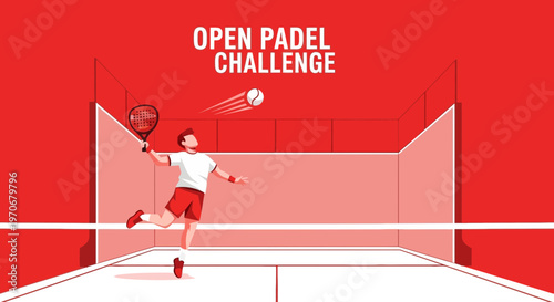 Open Padel Challenge: Dynamic Action of Athlete Hitting Ball in Vibrant Sport Scene
