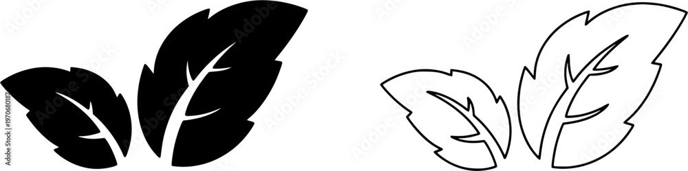 Naklejka premium Leaf icon. Leaves of trees and plants. Collection leaf outline style. Elements design for natural, eco, bio. Vector illustration.