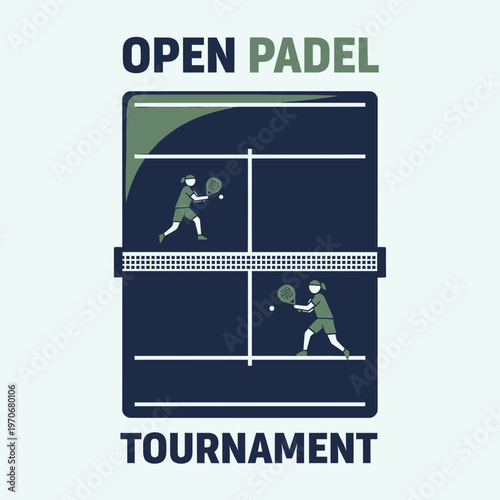 Open Padel Tournament Illustration Featuring Athletes Competing on Court