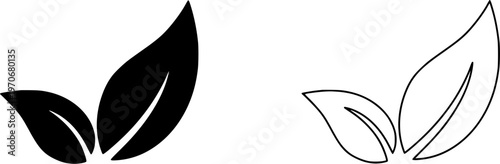 Leaf icon. Leaves of trees and plants. Collection leaf outline style. Elements design for natural, eco, bio. Vector illustration.