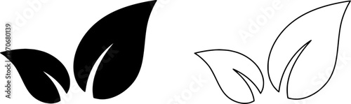 Leaf icon. Leaves of trees and plants. Collection leaf outline style. Elements design for natural, eco, bio. Vector illustration.