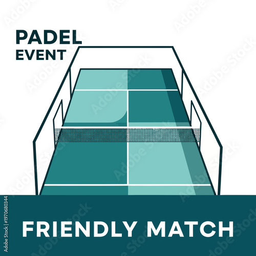 Padel Court For Friendly Match Event Promotion Simple Vector Graphic Design