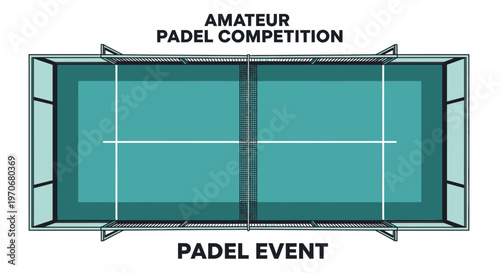 Padel Court Illustration Depicting Amateur Competition and Competitive Sports Event
