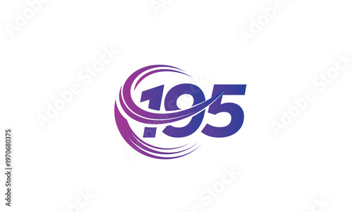 195 Number Logo Design with Purple Gradient Swirl Circle