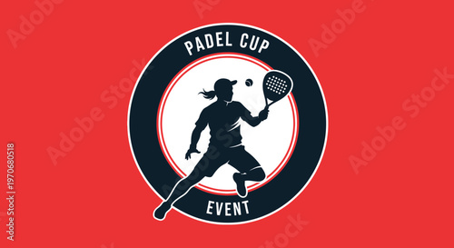 Padel Cup Tennis Tournament Athletic Silhouette Logo Design