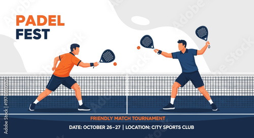 Padel Fest Friendly Match Tournament Illustration For Sporting Events And Promotions