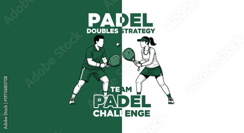 Padel Doubles Strategy: Team Challenge Illustrative Graphic for Sports Competitions