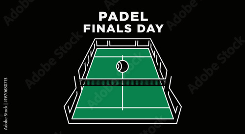 Padel Finals Day Graphic Illustratin: Dynamic Green Court And Bold Text Design