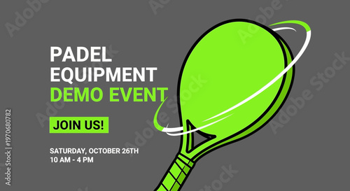 Padel Equipment Demo Event Invitation Lively Sport Gear Exhibition Announcement