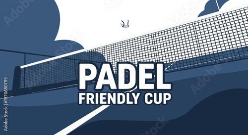 Padel Friendly Cup Logo Graphic Design Featuring Sport Illustration on Court