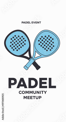 Padel Event Community Meetup Graphic With Crossed Rackets Icon