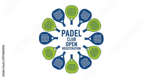 Padel Club Open Registration Graphic Design Featuring Rackets