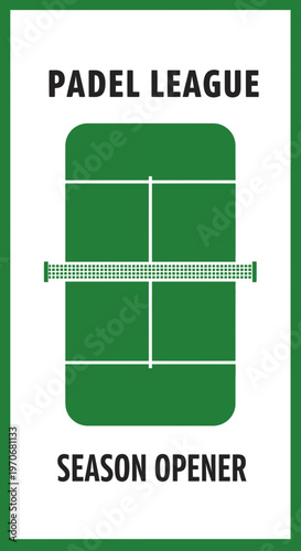 Padel League Season Opener Tennis Court Icon With Net And Text