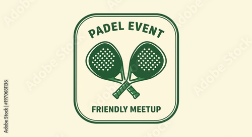 Padel Event Logo Featuring Two Racquets in a Green and White Style Display