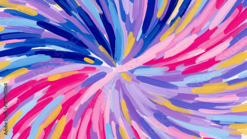 Abstract explosion of vibrant colors radiating from a central pointcn