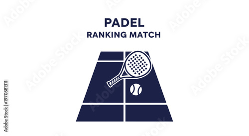 Padel Match Icon Representing a Ranking Competition with Racket and Ball on a Court