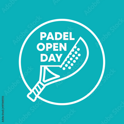 Padel Open Day Announcement Graphic With Racket And Circle