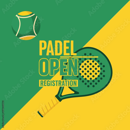 Padel Open Registration Announcement Graphic Design