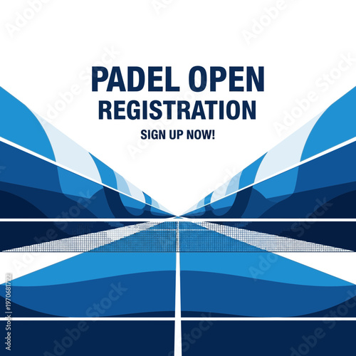 Padel Open Registration: Dynamic Blue Sport Design Encourages Sign-Ups for Competition