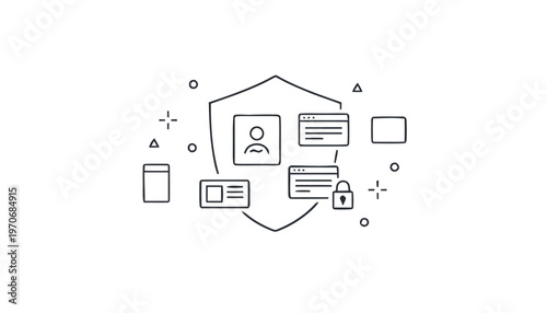 Digital Data Security and Privacy Protection Concept Illustration.