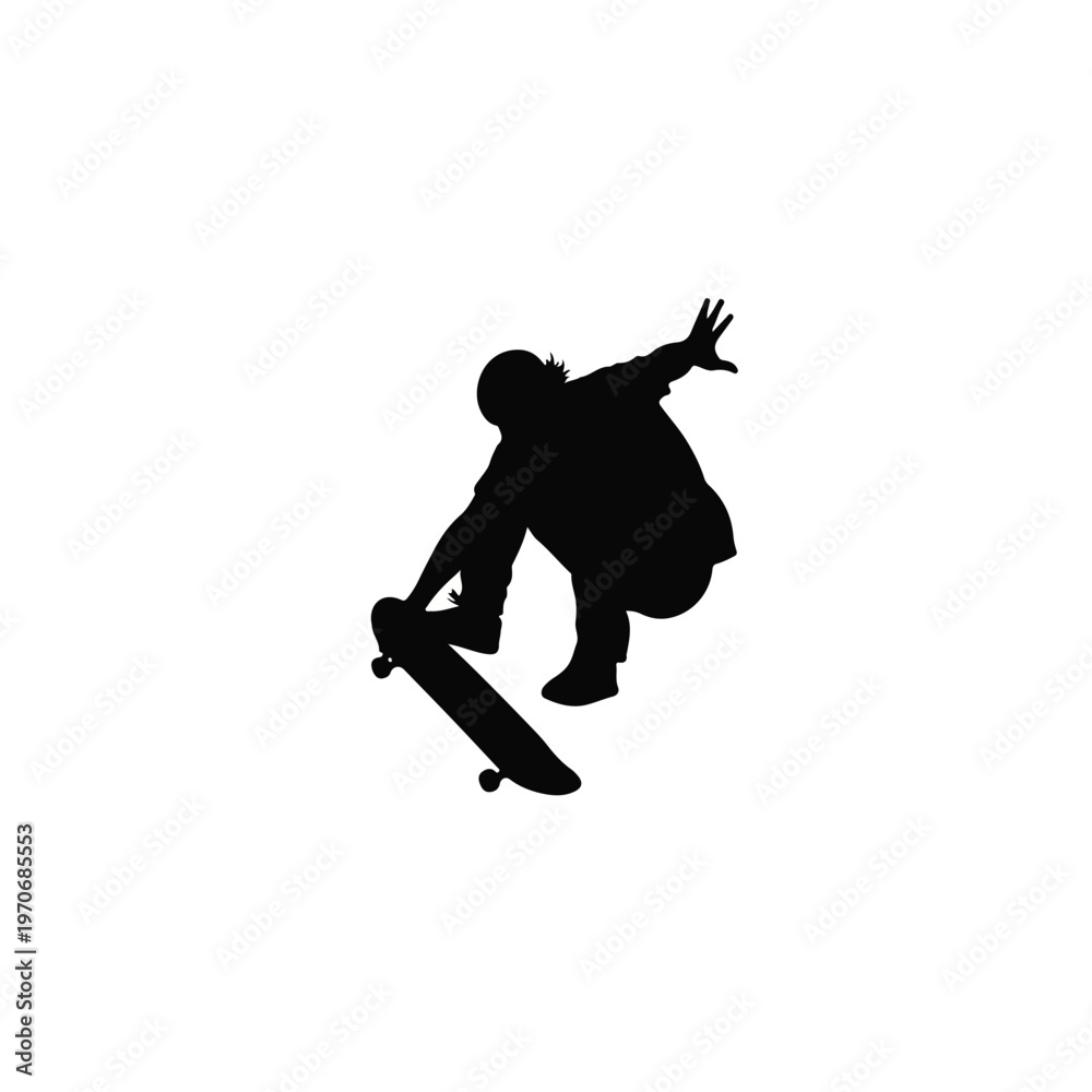 Naklejka premium Skateboarder Jumping Silhouette