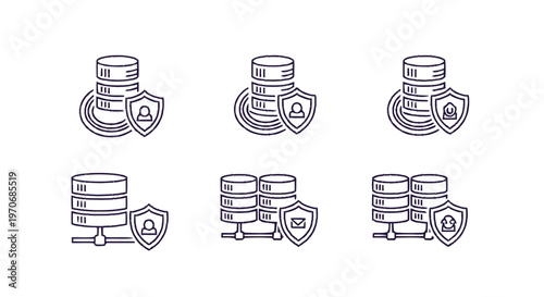 Database Security Icons - Protecting Data with Shield and User Symbols.