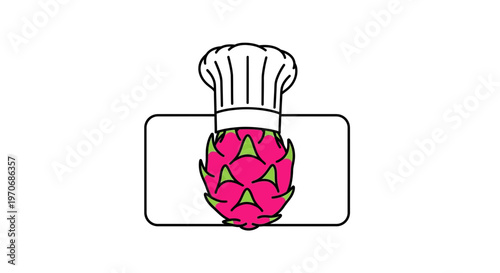 Dragon Fruit Chef Hat Icon - Tropical Fruit Culinary Symbol