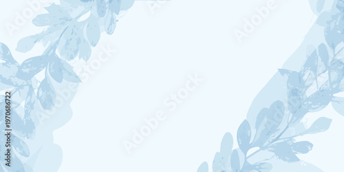 Delicate blue floral watercolor washes frame a light empty center