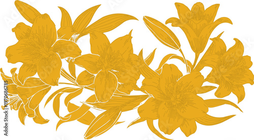 A seamless natural background vector illustration of orange and yellow autumn maple and oak leaves isolated on a white background for seasonal foliage wallpaper designs.