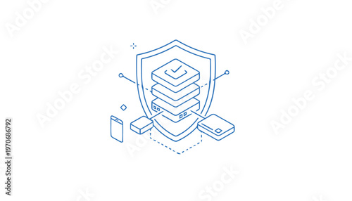 Digital Data Security Shield Protecting Information and Network Systems.