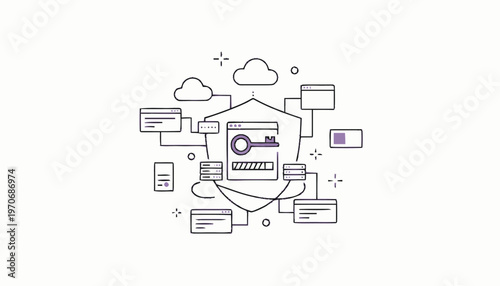 Digital Security - Secure Network and Data Protection Illustration.