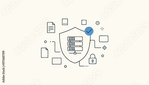 Digital Data Security Shield Protecting Information and Network Systems.