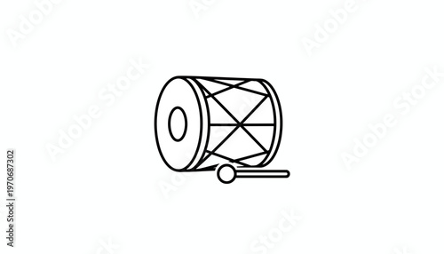 Dholak Drum Icon Vector Illustration - Traditional Indian Percussion Instrument