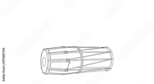 Dholak Drum Outline Vector - Traditional Indian Percussion Instrument