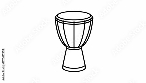 Djembe Drum Icon: Simple Outline Illustration of African Percussion Instrument