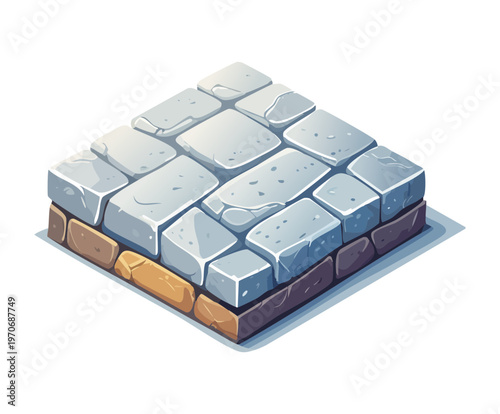 high quality isometric stone tiles for garden walkway and outdoor architectural landscape design element for simulation game environment construction project building asset