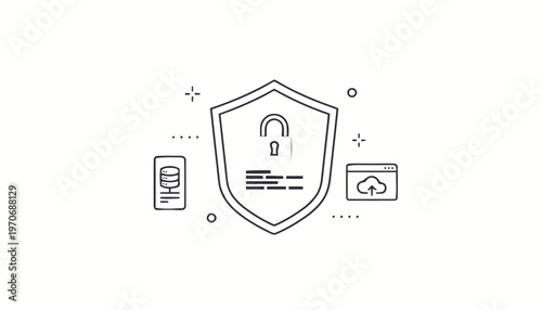 Digital Security Shield Icon Lock.