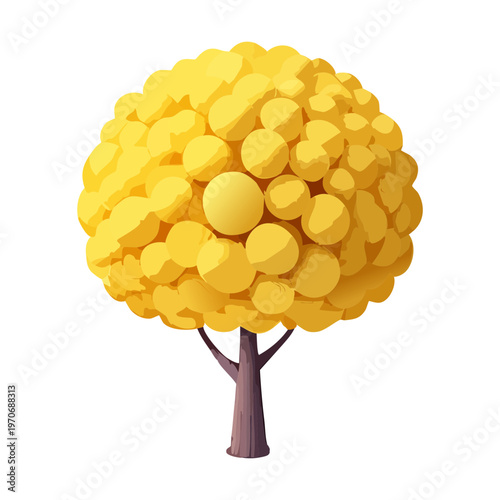 bright yellow autumn tree for park landscape and garden environment decoration element for mobile game nature scenery construction asset and design project design