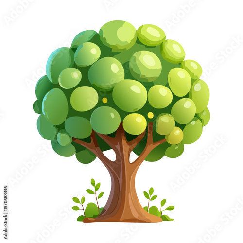 leafy green garden tree for park landscape and nature environment decoration element for mobile game scenery construction asset and architectural design project project