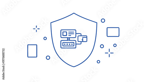 Digital Security Shield Icon Representing Network Protection and Data Safety.