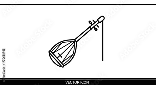 Vector Icon of a Traditional Stringed Instrument with Bow