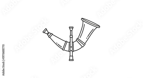 Vintage Bagpipe Instrument Icon, Traditional Scottish Music Symbol, Outline Drawing