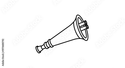 Vintage Bugle Horn Musical Instrument Outline Icon Vector